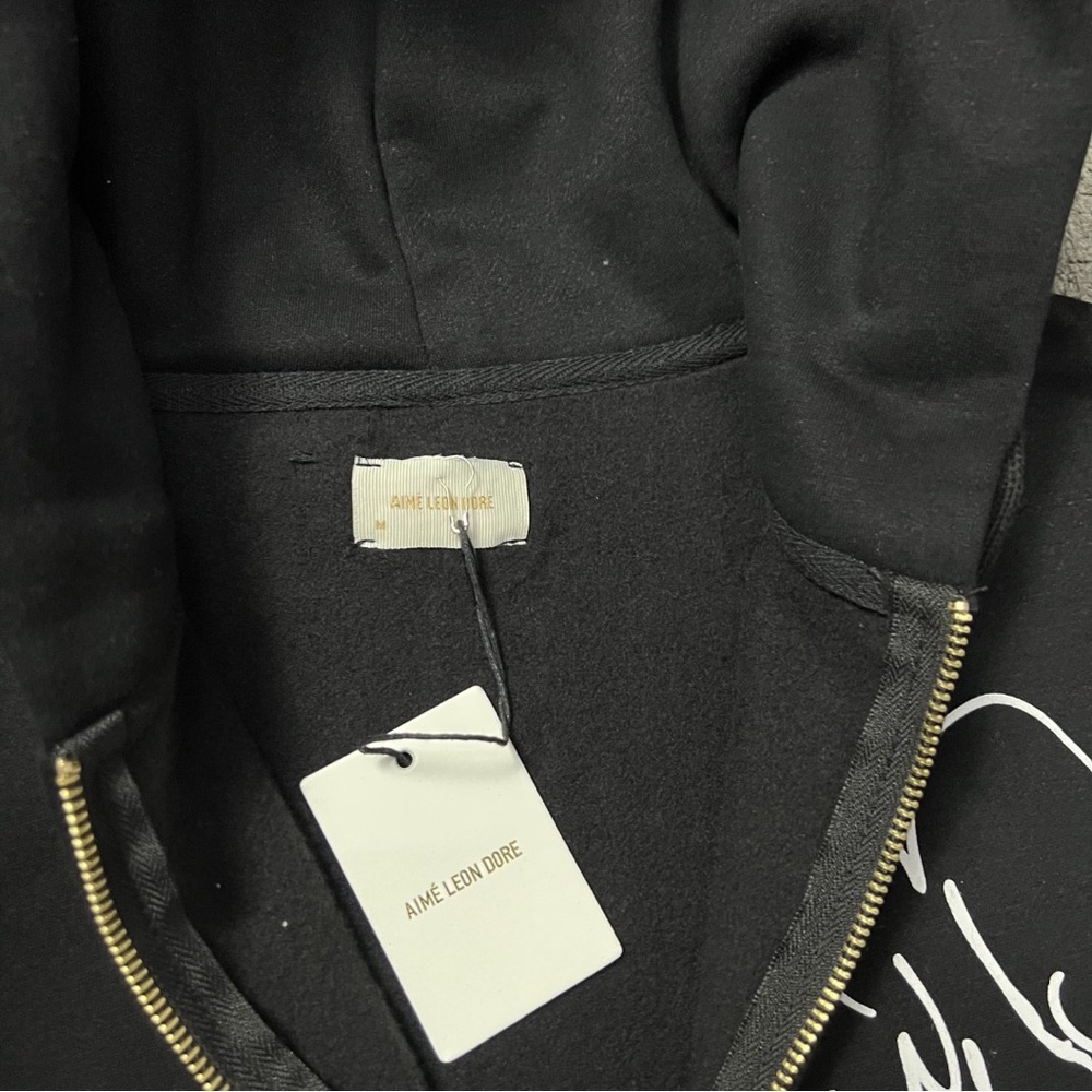 Aime Leon Dore Black Zip-Up Hoodie with White DoveGraphics - Picture 7 of 10